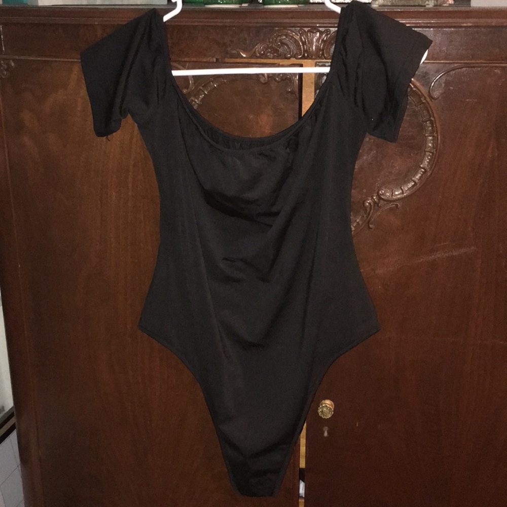 Black off the shoulder one piece top